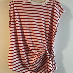 Old Navy Red and White Striped Short Sleeve Tee